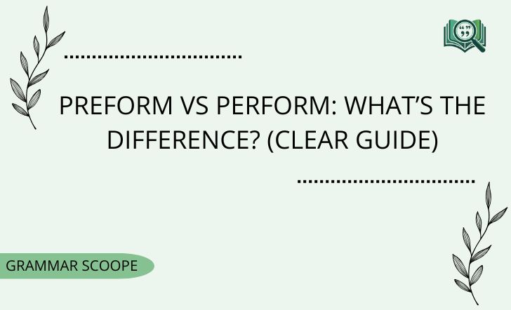 Preform vs Perform Whats the Difference Clear Guide