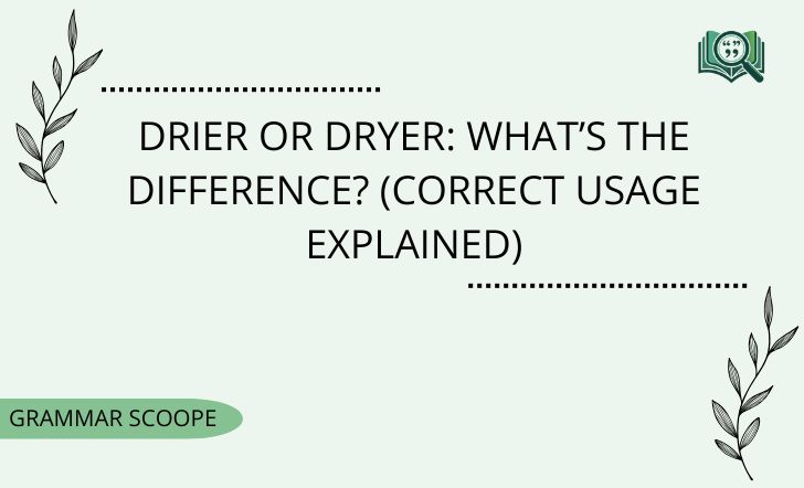 Drier or Dryer What’s The Difference (Correct Usage Explained)