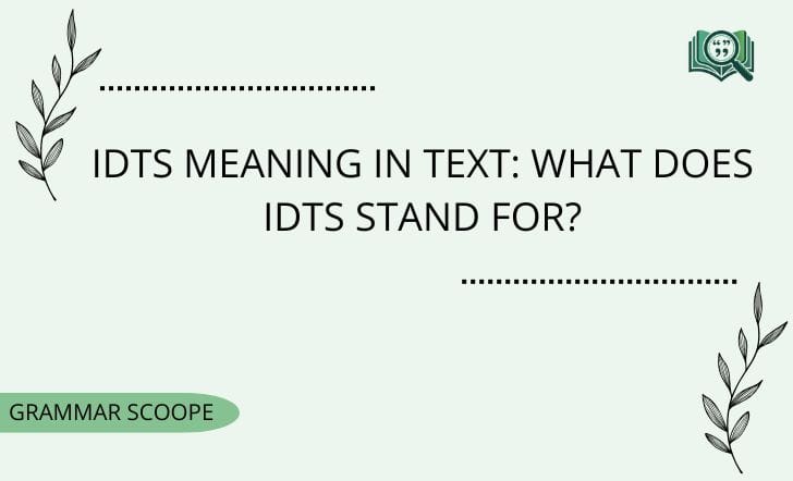 IDTS Meaning in Text What Does IDTS Stand For