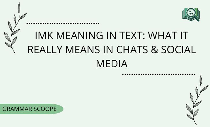 IMK Meaning in Text: What It Really Means In Chats & Social Media