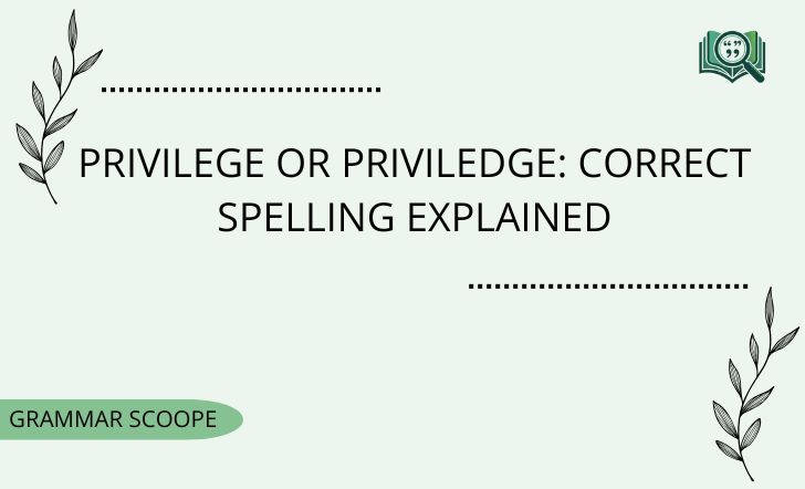 Privilege or Priviledge: Correct Spelling Explained