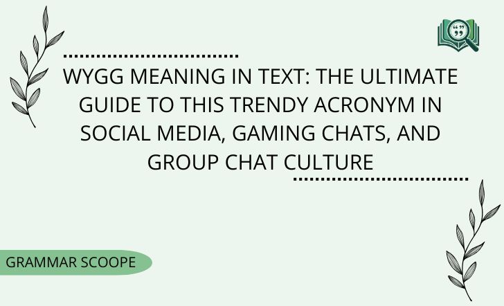 WYGG Meaning in Text: The Ultimate Guide to This Trendy Acronym In Social Media, Gaming Chats, And Group Chat Culture